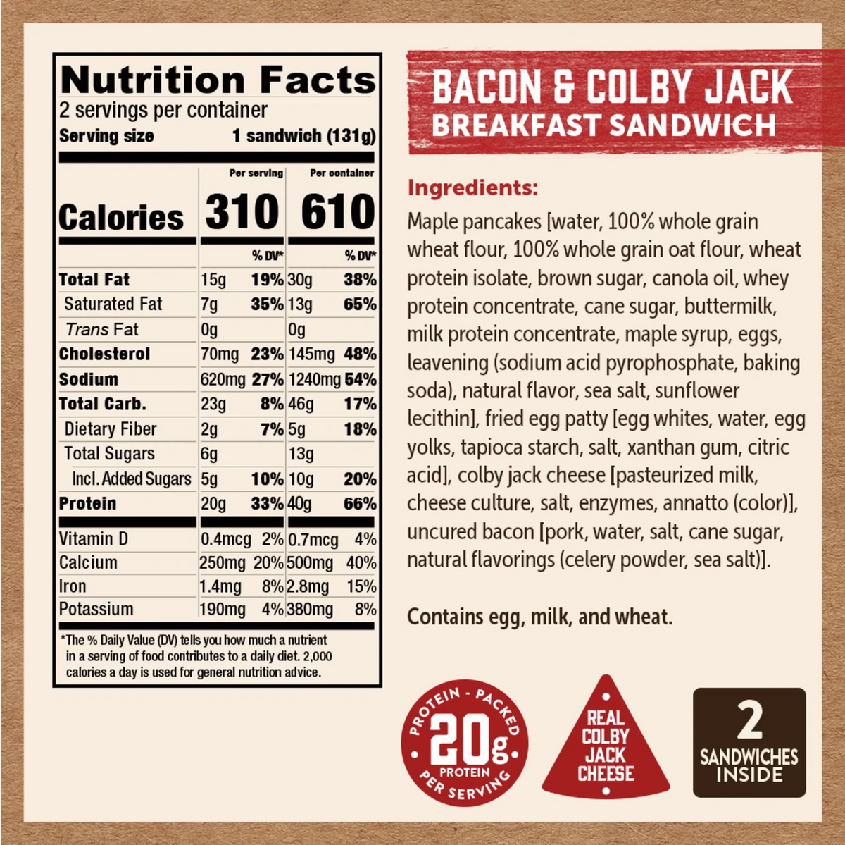 Bacon & Colby Jack Cheese Breakfast Sandwich