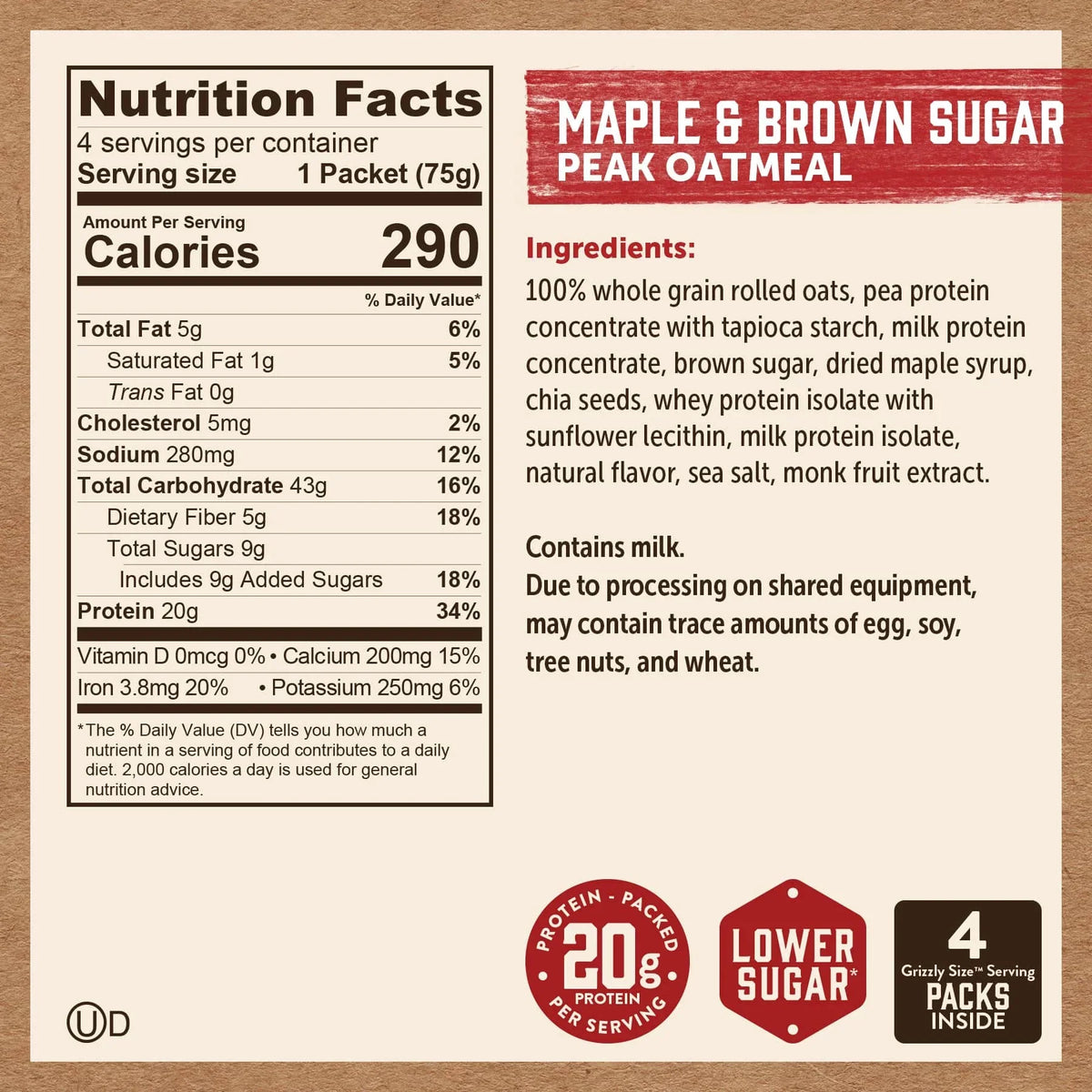 Maple Brown Sugar Peak Oatmeal Packets