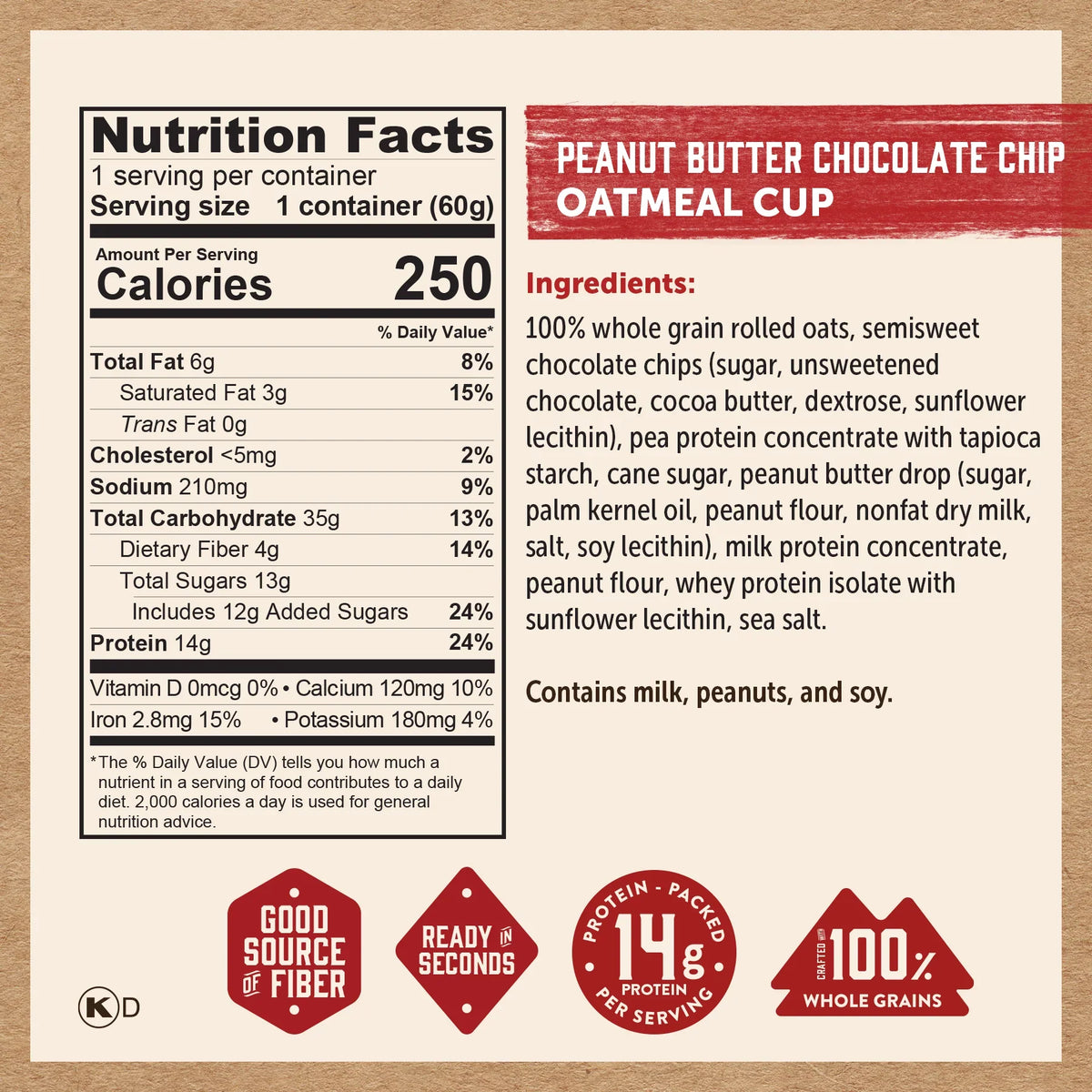 Peanut Butter Chocolate Chip Oatmeal Cup