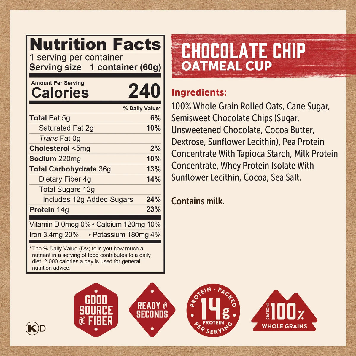 Chocolate Chip Oatmeal Cup
