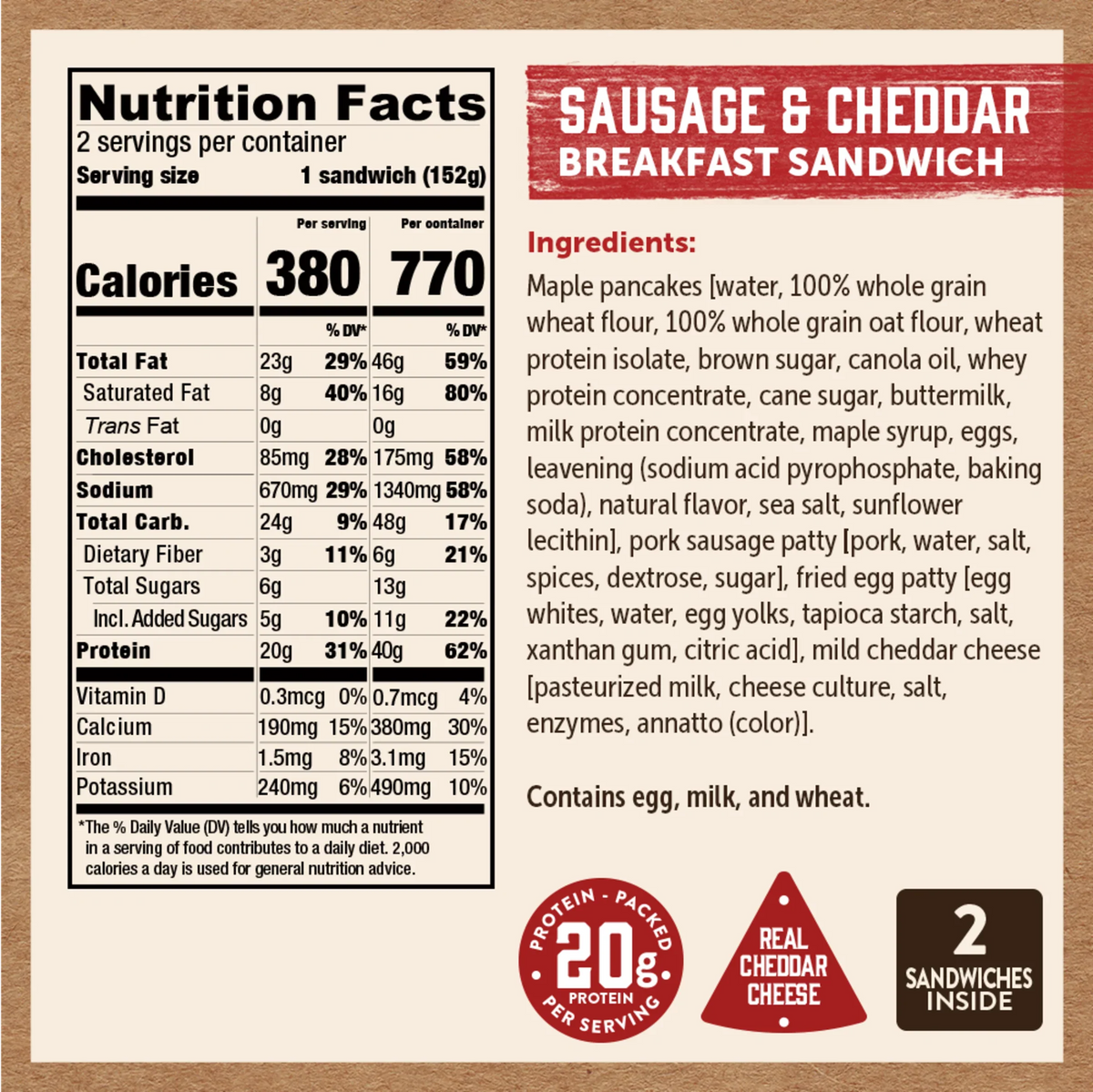 Sausage & Cheddar Cheese Breakfast Sandwich