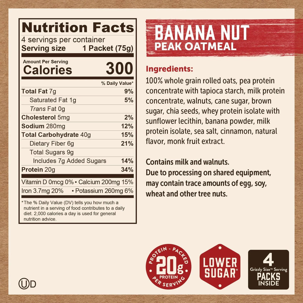 Banana Nut Peak Oatmeal Packets
