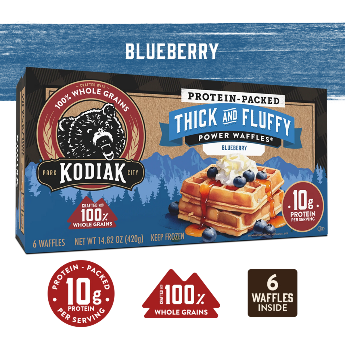 Blueberry Thick and Fluffy Power Waffles