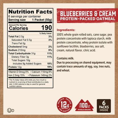 Blueberries & Cream Oatmeal Packets